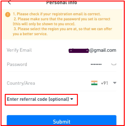 Enter BTCDana Referral Code 